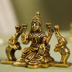 Brass Superfine Goddess Sitting Gaja Lakshmi Idol (3 Inch) Vedansh Craft