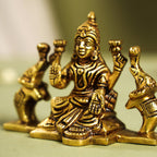 Brass Superfine Goddess Sitting Gaja Lakshmi Idol (3 Inch) Vedansh Craft
