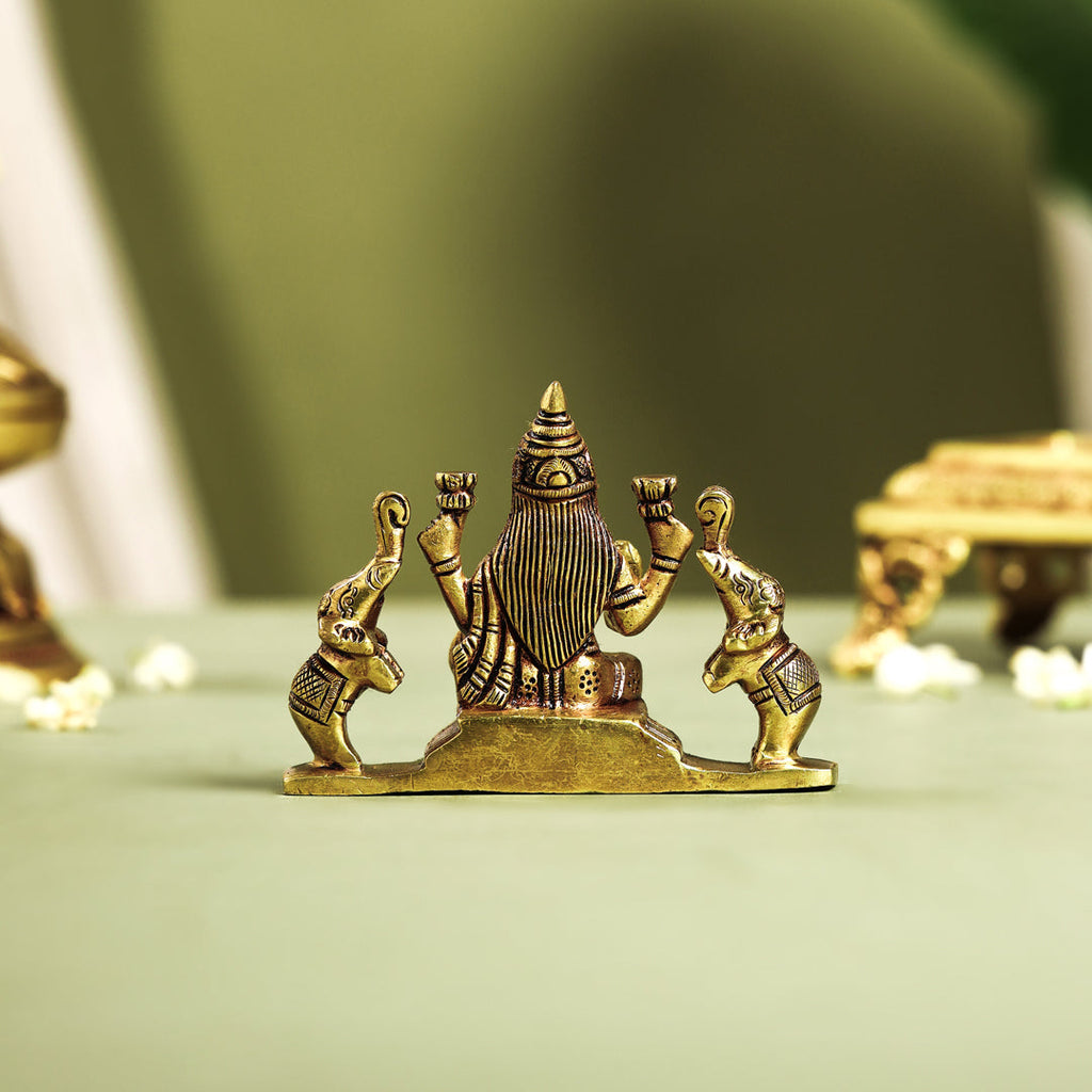 Brass Superfine Goddess Sitting Gaja Lakshmi Idol (3 Inch) Vedansh Craft
