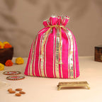 Brass Charan Paduka, Diya & Chowki Gift Festive Potli/Hamper Vedansh Craft