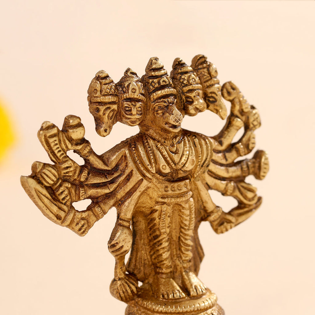 Brass Panchmukhi Hanuman Idol (4 Inch) Vedansh Craft