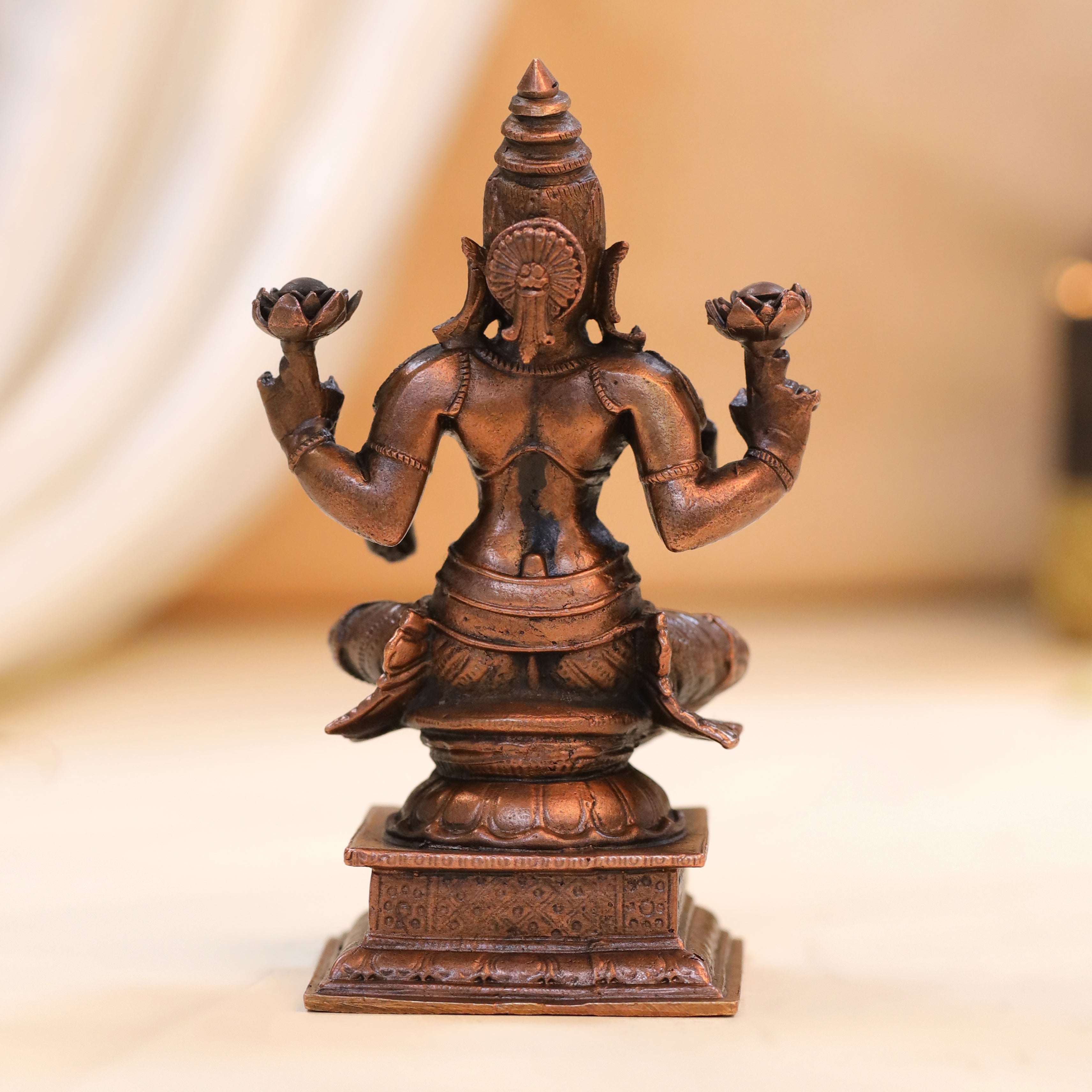 Copper Goddess Sitting Lakshmi Idol (4.5 Inch) Vedansh Craft