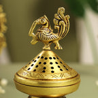 Brass Peacock Dhoop Dani & Incense Holder (6.5 Inch) Vedansh Craft