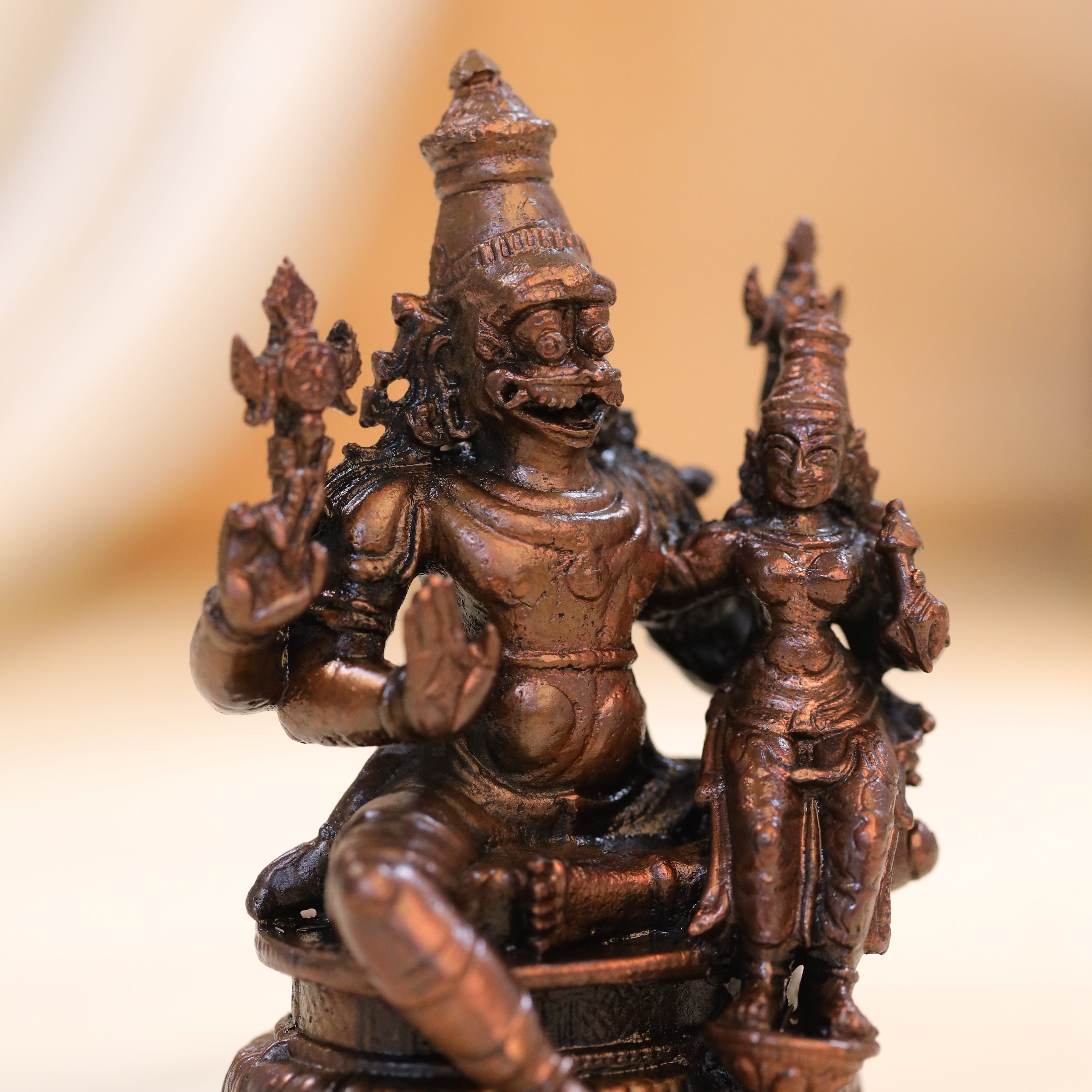 Copper Sitting Lakshmi Narasimha Idol (4 Inch) Vedansh Craft
