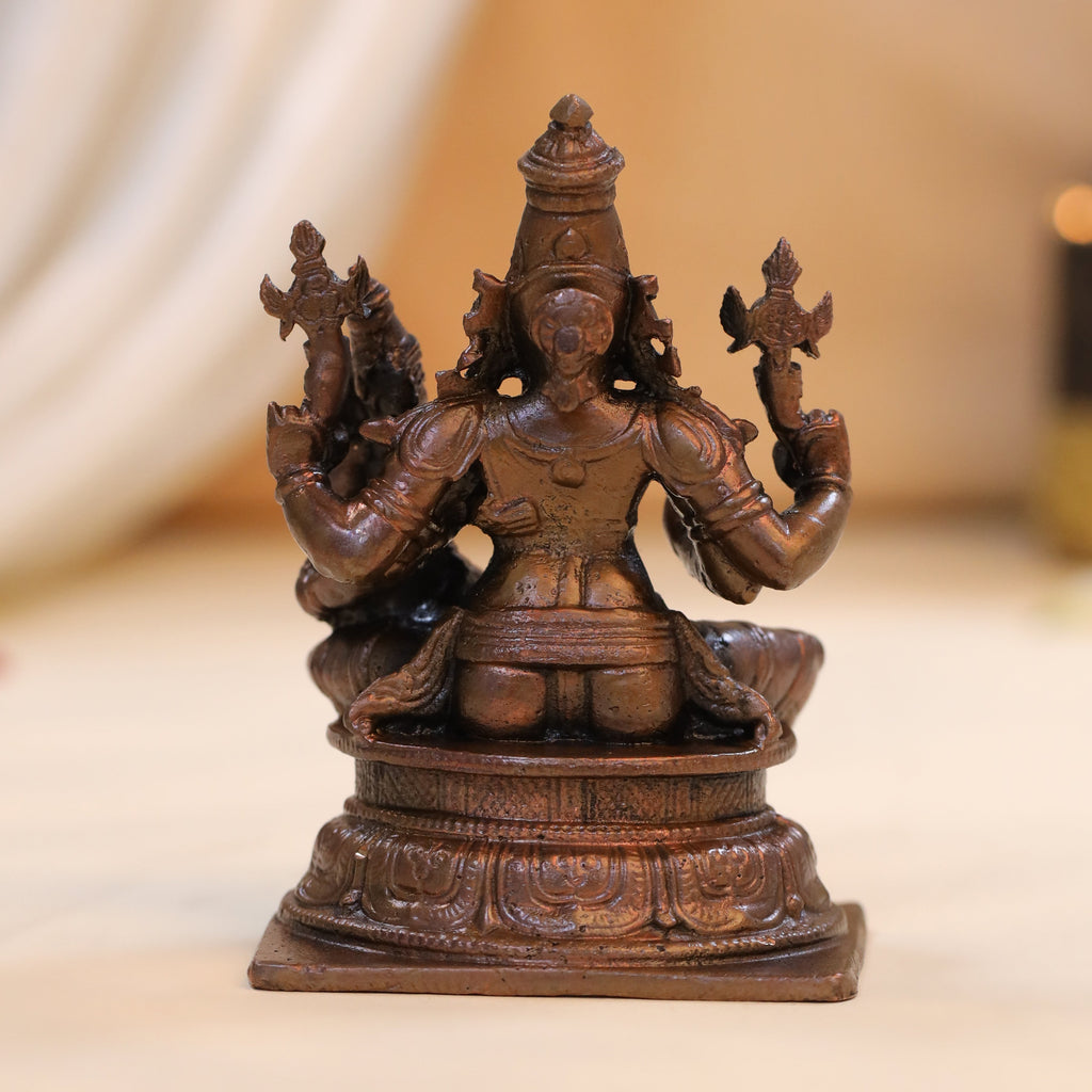 Copper Sitting Lakshmi Narasimha Idol (4 Inch) Vedansh Craft