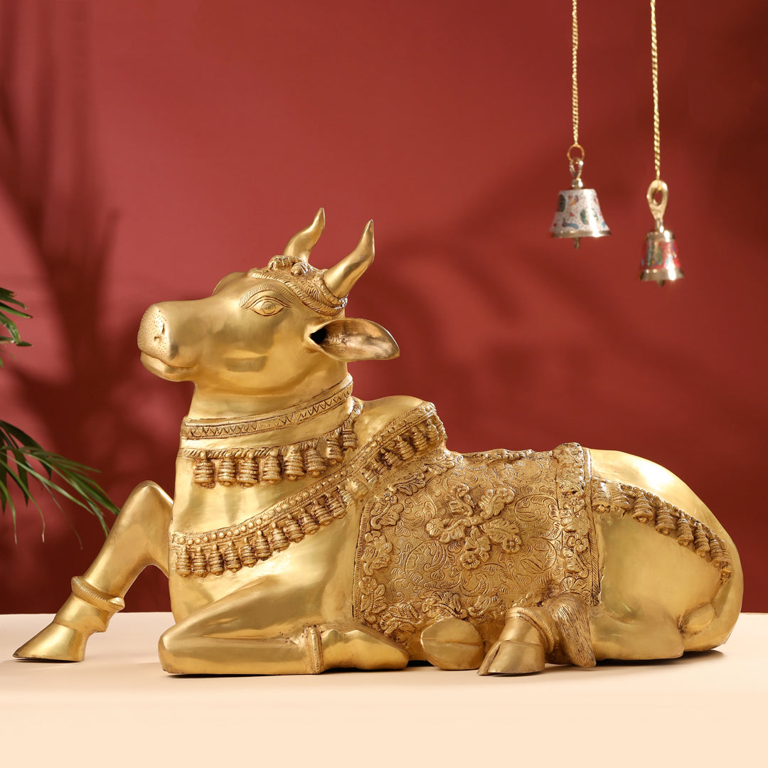 Brass Majestic Nandi Idol (20.5 Inch) Vedansh Craft