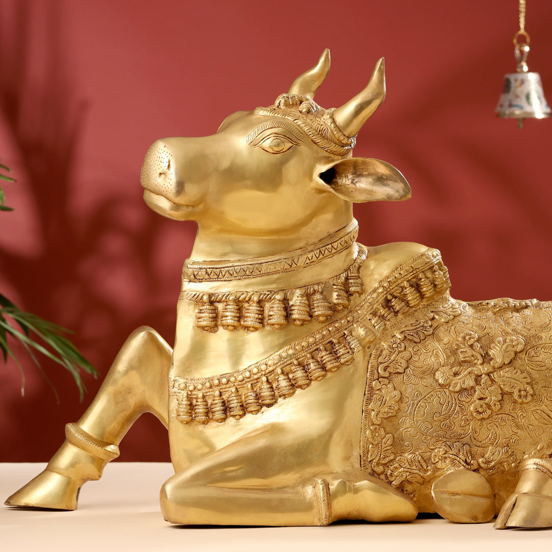 Brass Majestic Nandi Idol (20.5 Inch) Vedansh Craft