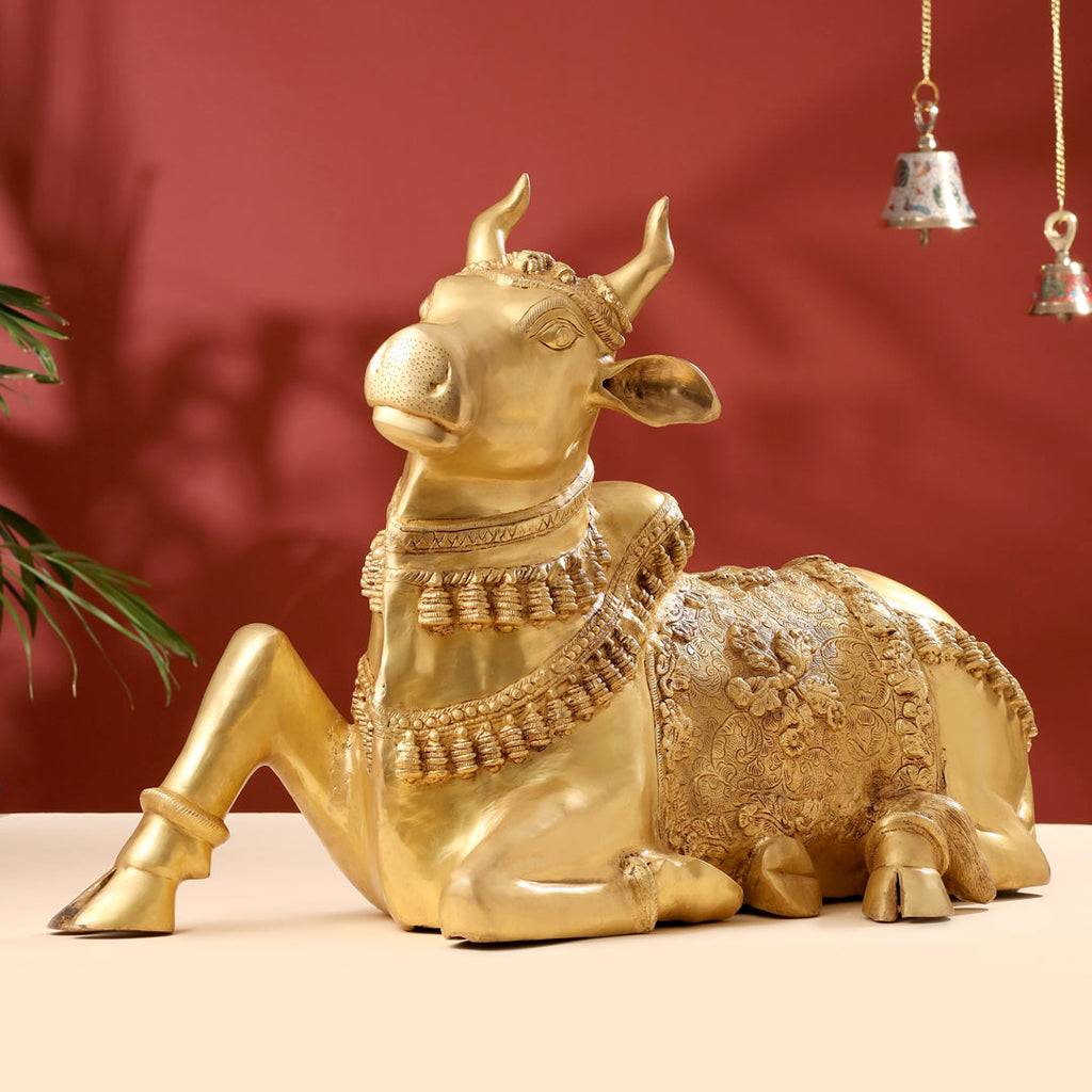 Brass Majestic Nandi Idol (20.5 Inch) Vedansh Craft