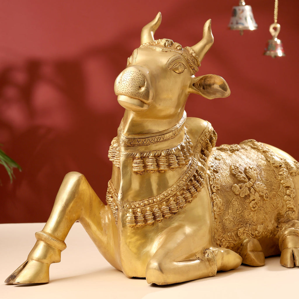 Brass Majestic Nandi Idol (20.5 Inch) Vedansh Craft