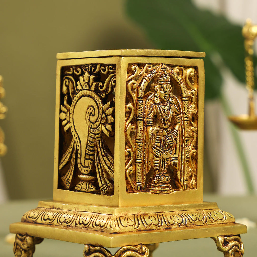 Brass Tirupati Balaji Dhoop Dani & Incense Holder (6.5 Inch) Vedansh Craft
