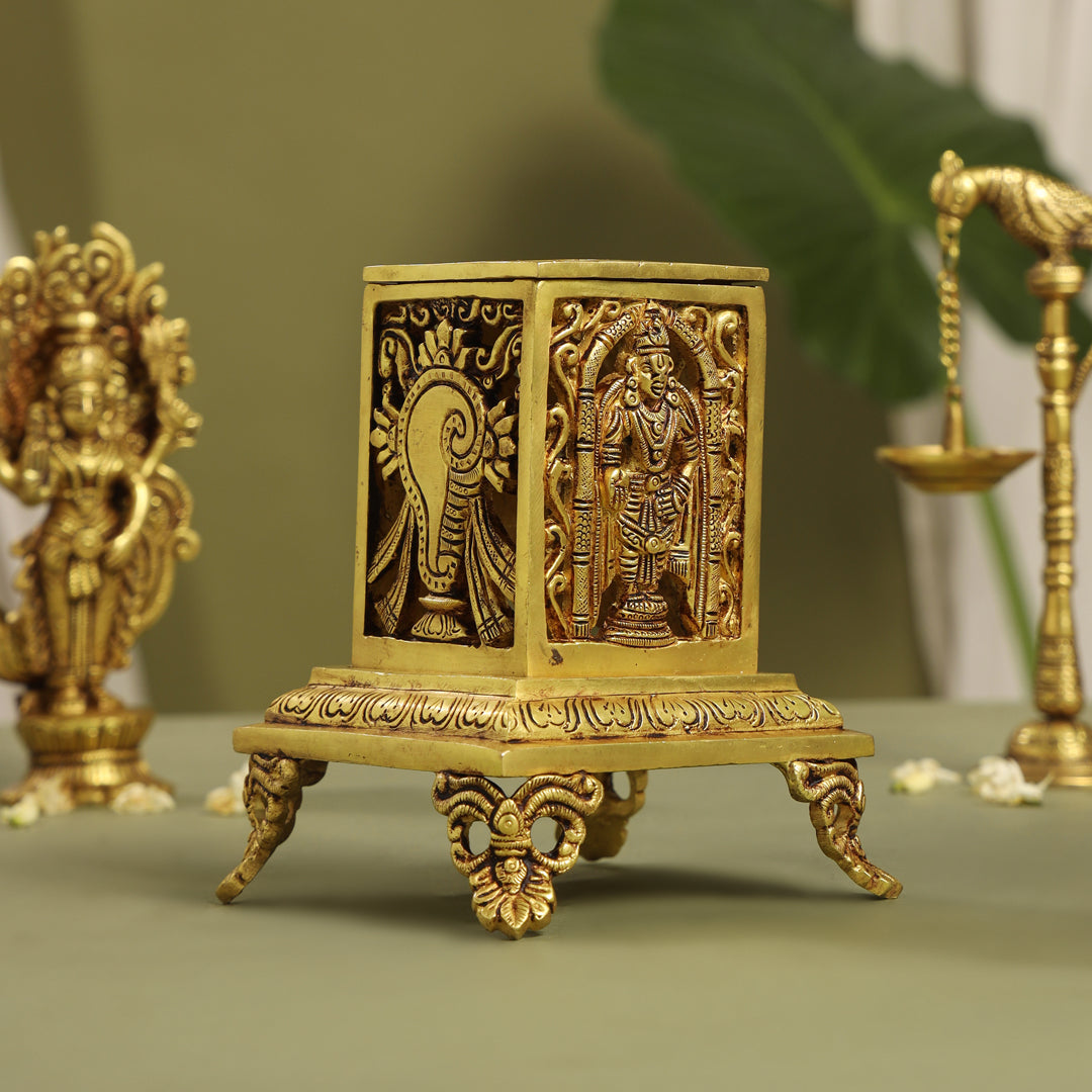 Brass Tirupati Balaji Dhoop Dani & Incense Holder (6.5 Inch) Vedansh Craft