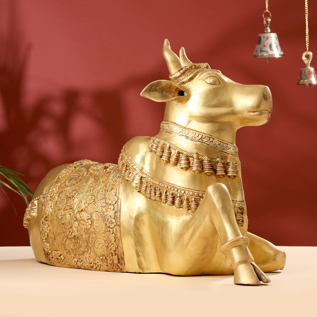 Brass Majestic Nandi Idol (20.5 Inch) Vedansh Craft