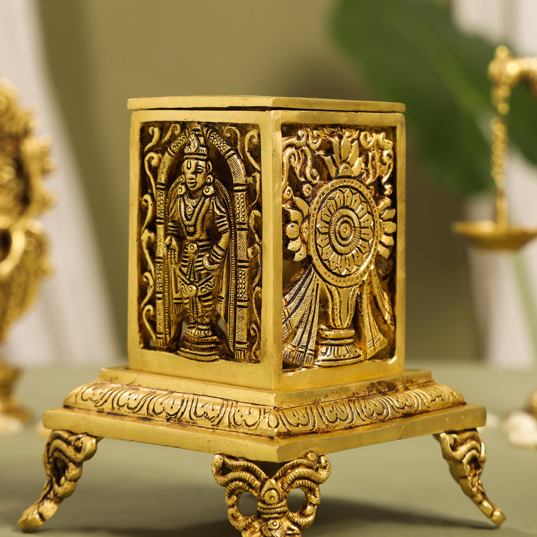 Brass Tirupati Balaji Dhoop Dani & Incense Holder (6.5 Inch) Vedansh Craft