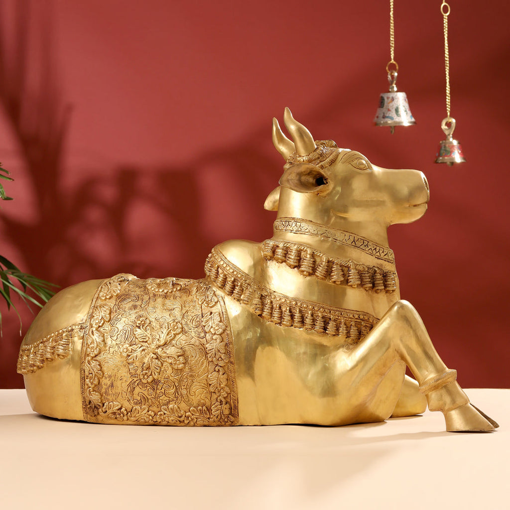 Brass Majestic Nandi Idol (20.5 Inch) Vedansh Craft