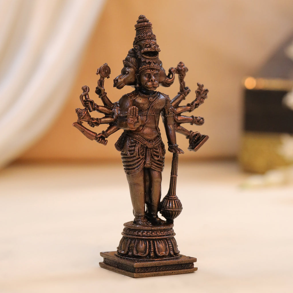 Copper Panchmukhi Standing Hanuman Idol (4.5 Inch) Vedansh Craft
