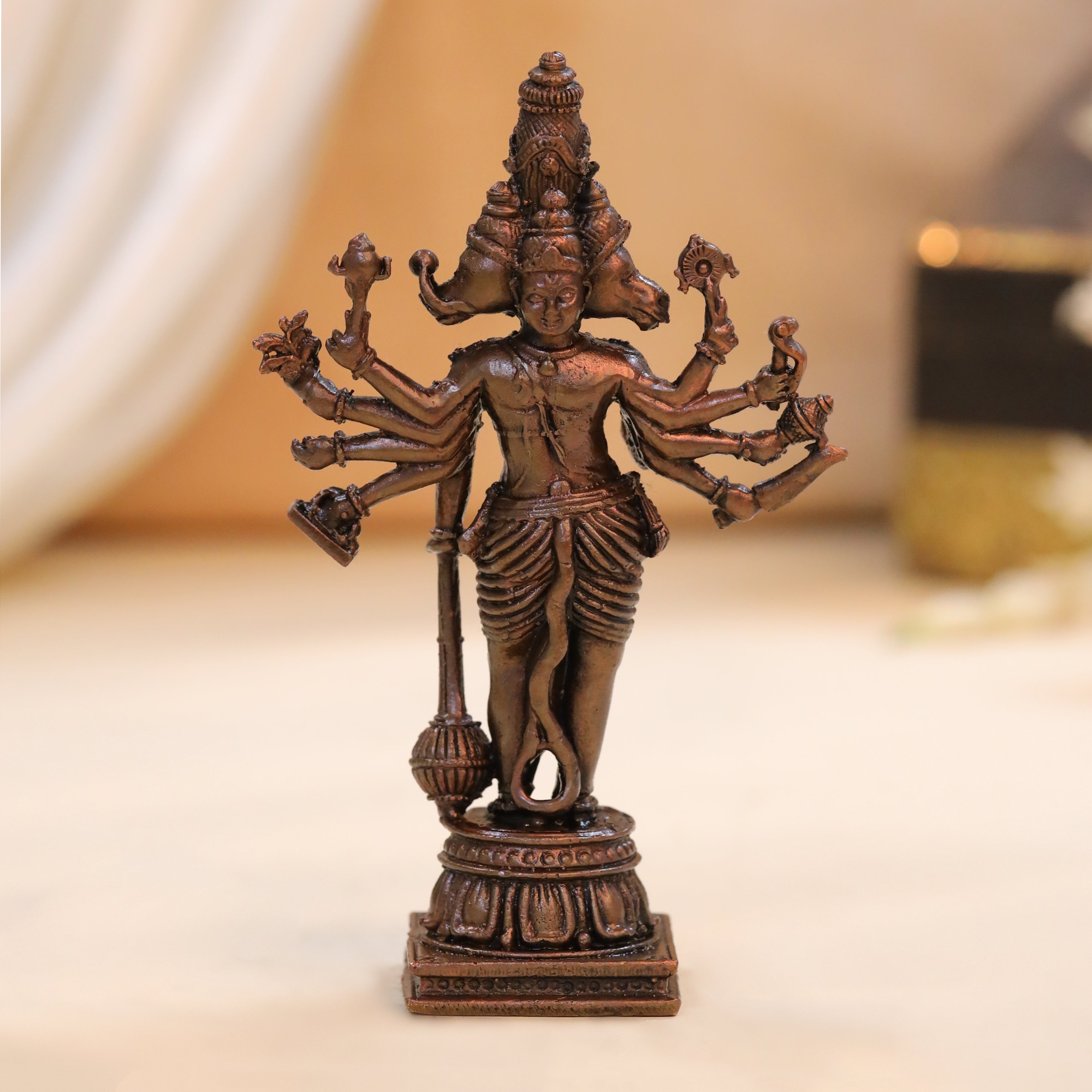 Copper Panchmukhi Standing Hanuman Idol (4.5 Inch) Vedansh Craft