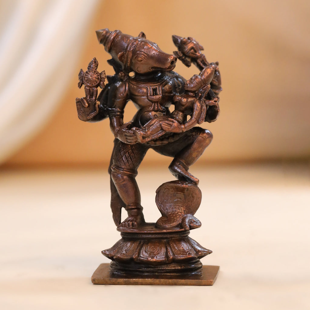 Copper Standing Varaha Lakshmi Idol (3.5 Inch) Vedansh Craft