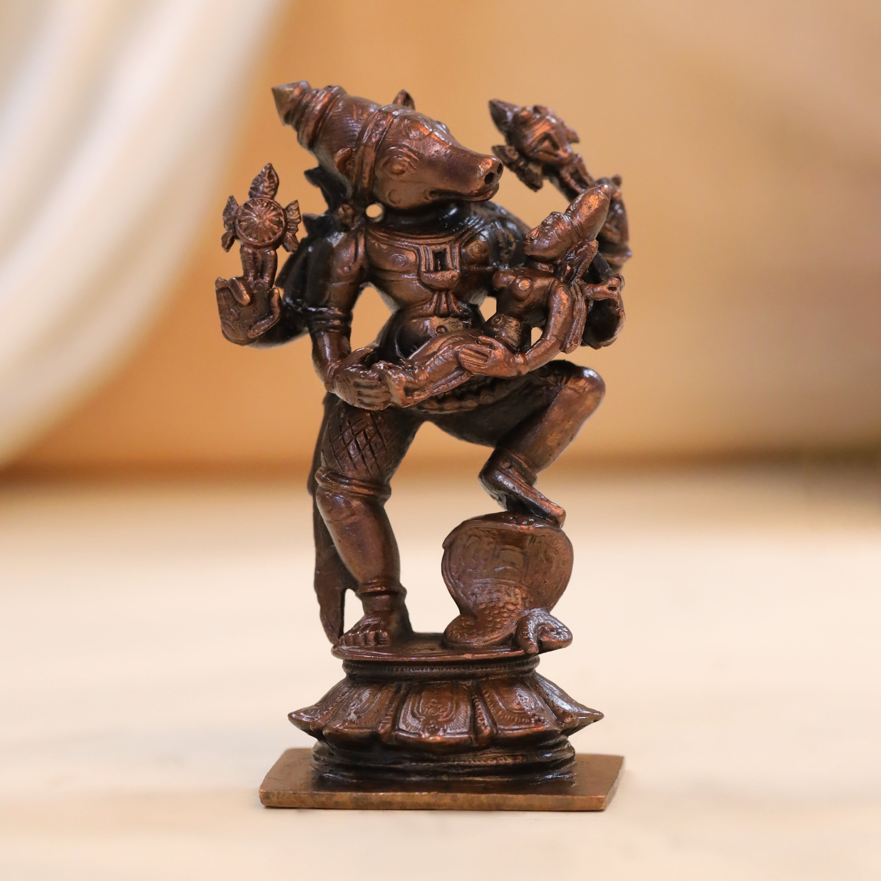 Copper Standing Varaha Lakshmi Idol (3.5 Inch) Vedansh Craft