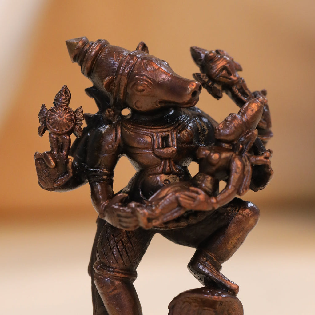 Copper Standing Varaha Lakshmi Idol (3.5 Inch) Vedansh Craft