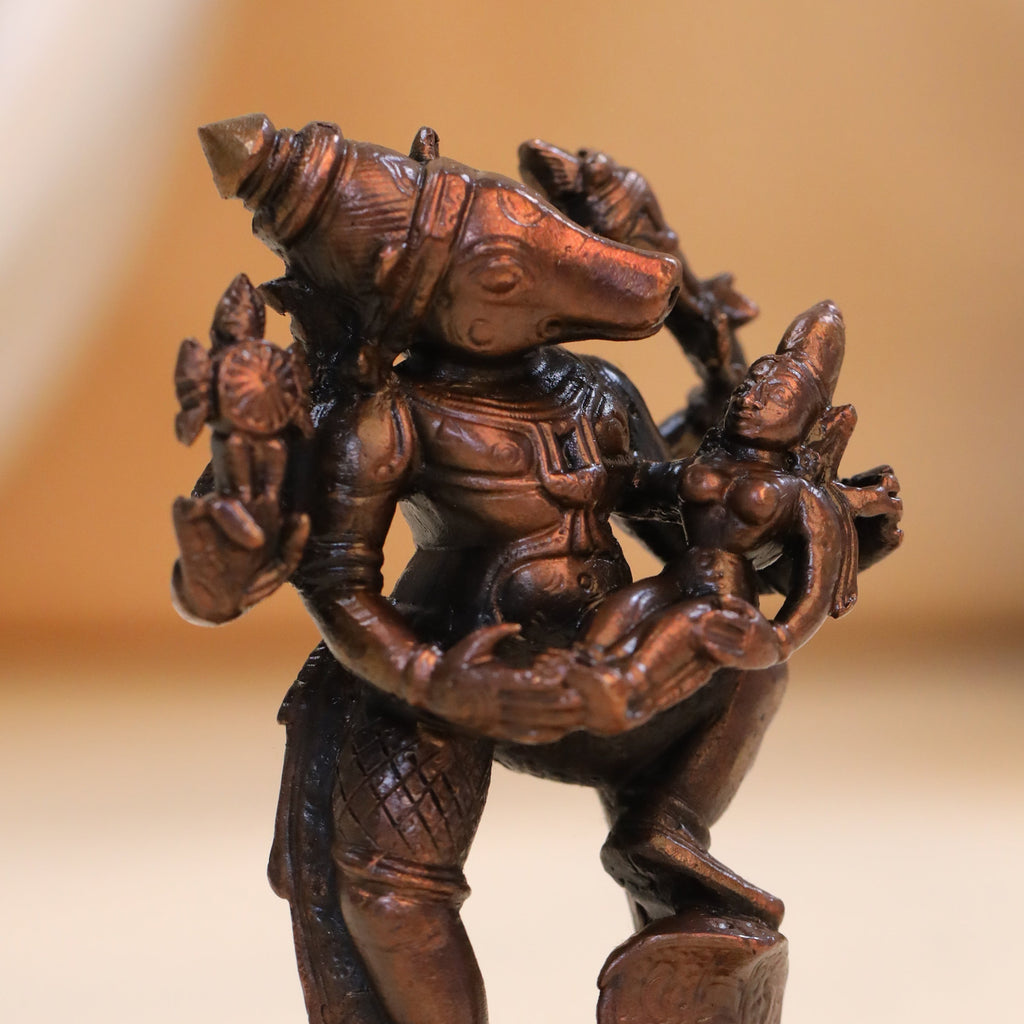 Copper Standing Varaha Lakshmi Idol (3.5 Inch) Vedansh Craft