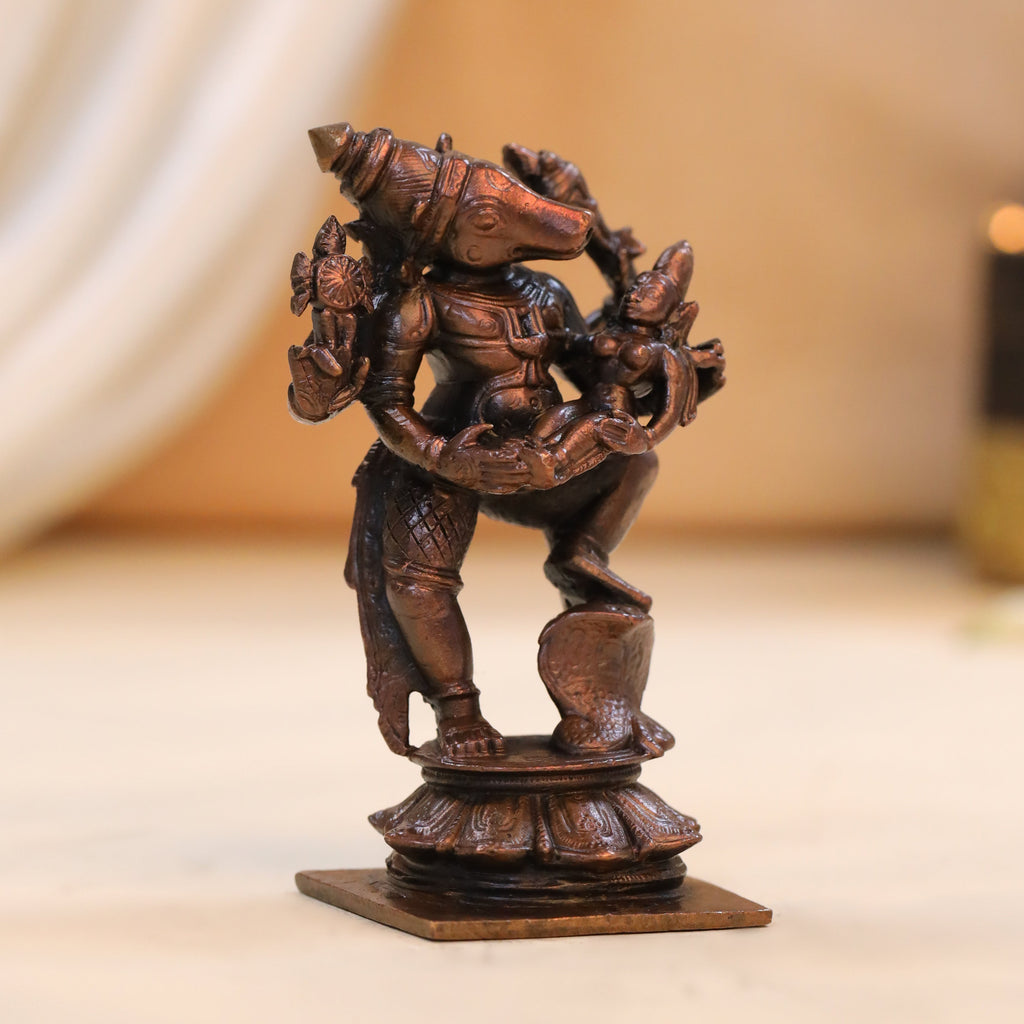 Copper Standing Varaha Lakshmi Idol (3.5 Inch) Vedansh Craft