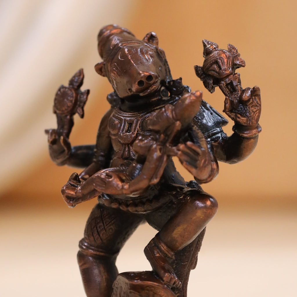 Copper Standing Varaha Lakshmi Idol (3.5 Inch) Vedansh Craft