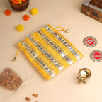 Brass Charan Paduka, Diya & Chowki Gift Festive Potli/Hamper Vedansh Craft