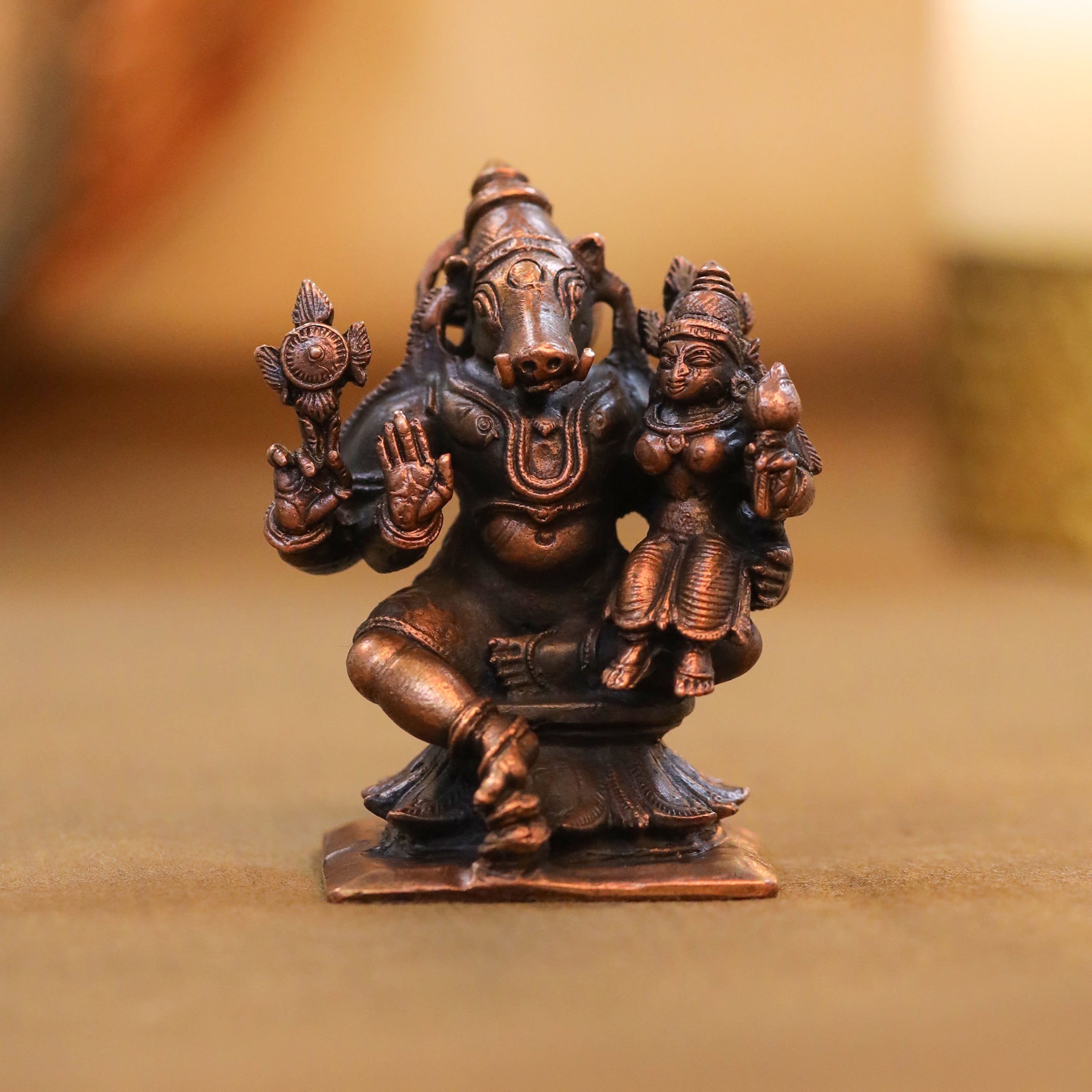 Copper Sitting Varaha Lakshmi Idol (2.5 Inch) Vedansh Craft