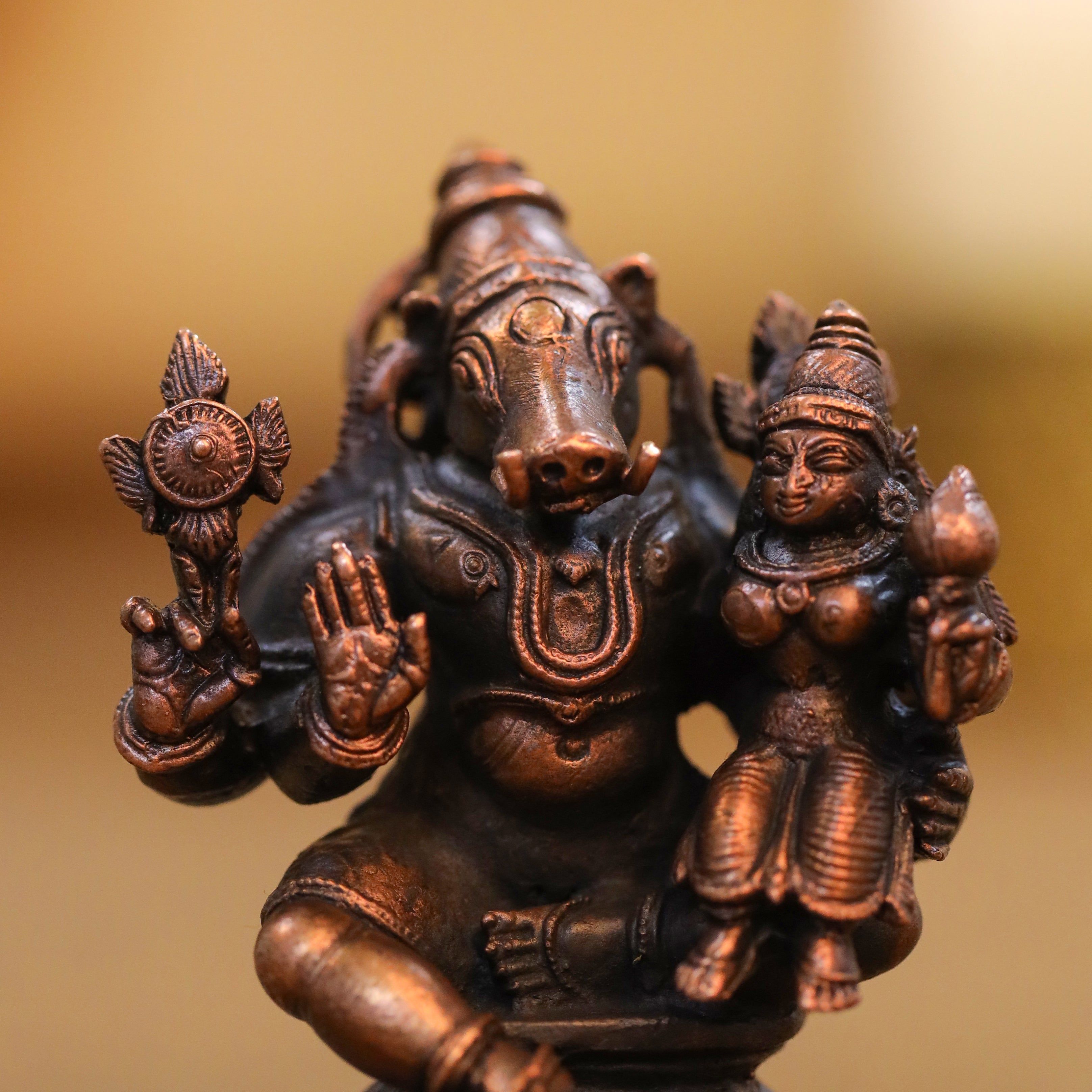 Copper Sitting Varaha Lakshmi Idol (2.5 Inch) Vedansh Craft