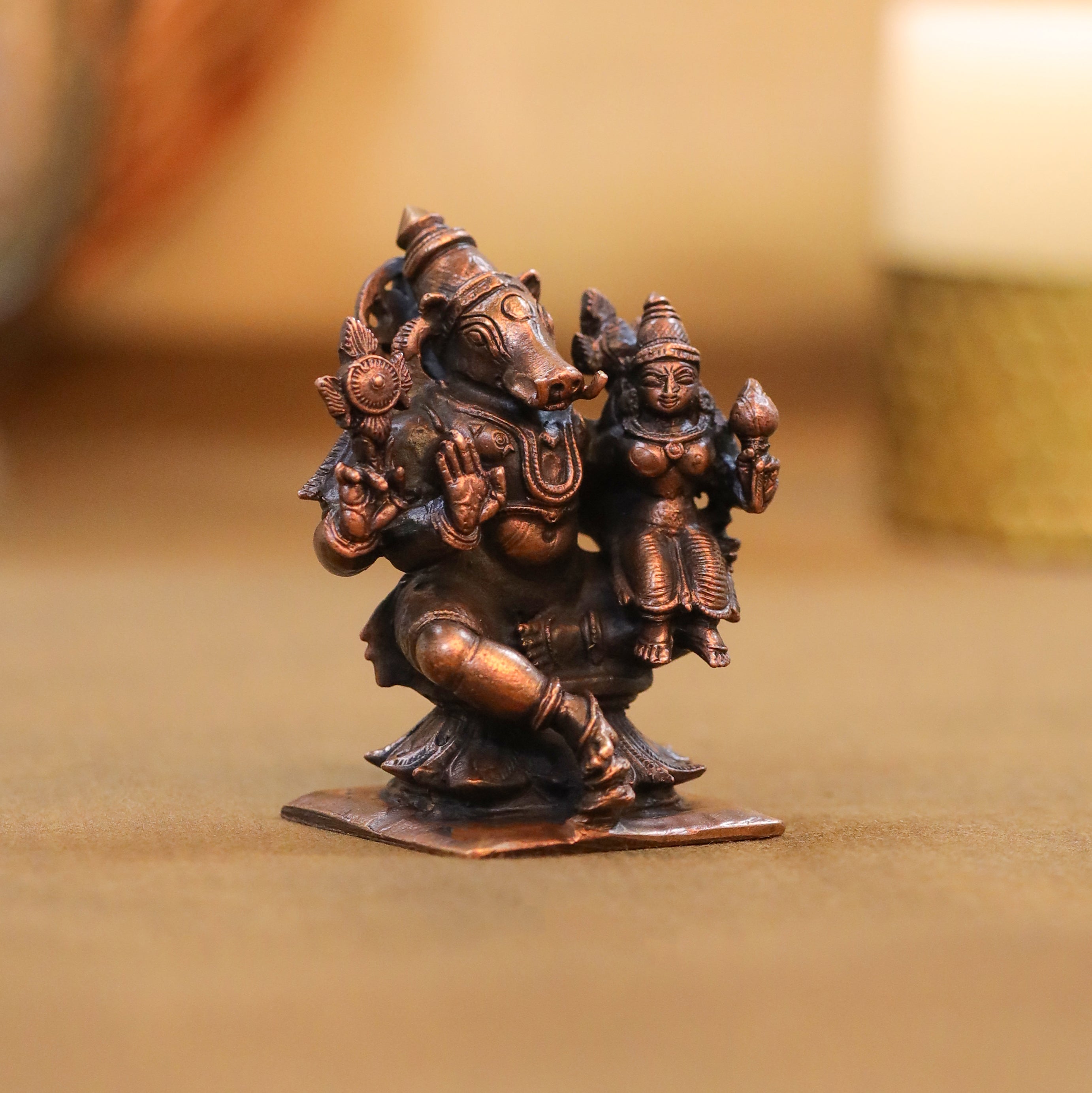 Copper Sitting Varaha Lakshmi Idol (2.5 Inch) Vedansh Craft