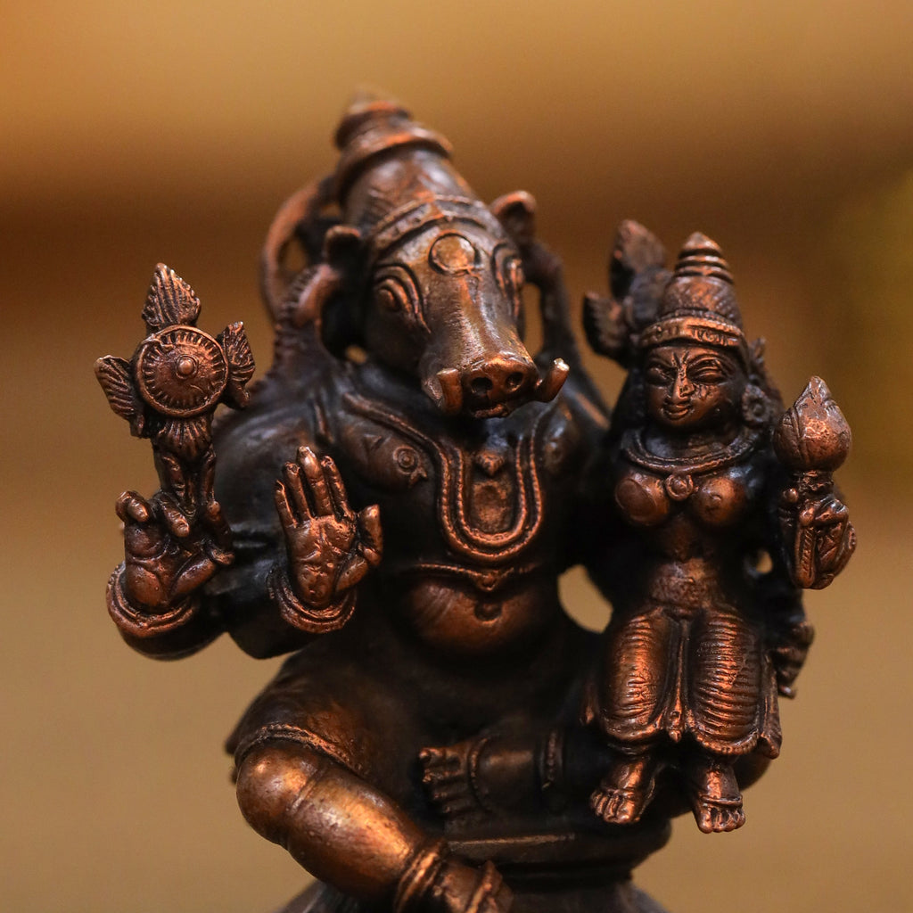 Copper Sitting Varaha Lakshmi Idol (2.5 Inch) Vedansh Craft