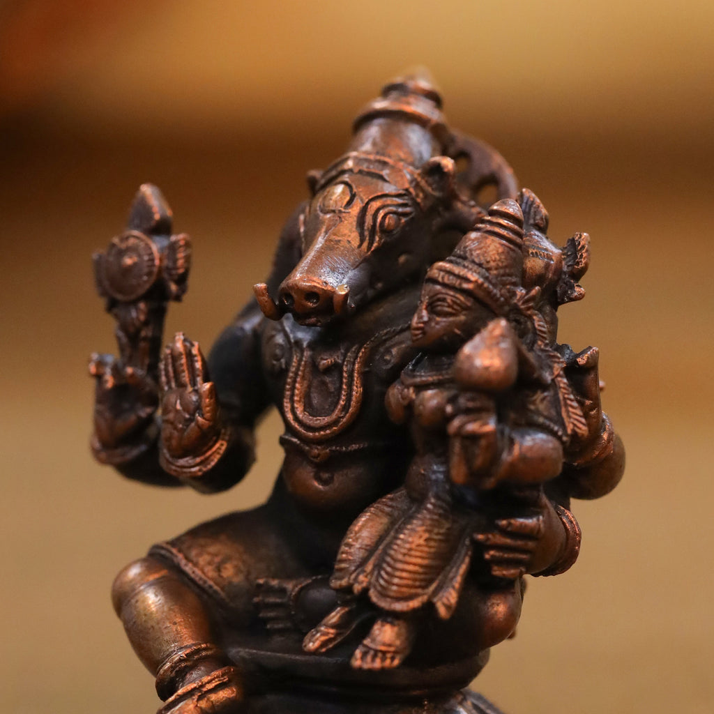 Copper Sitting Varaha Lakshmi Idol (2.5 Inch) Vedansh Craft