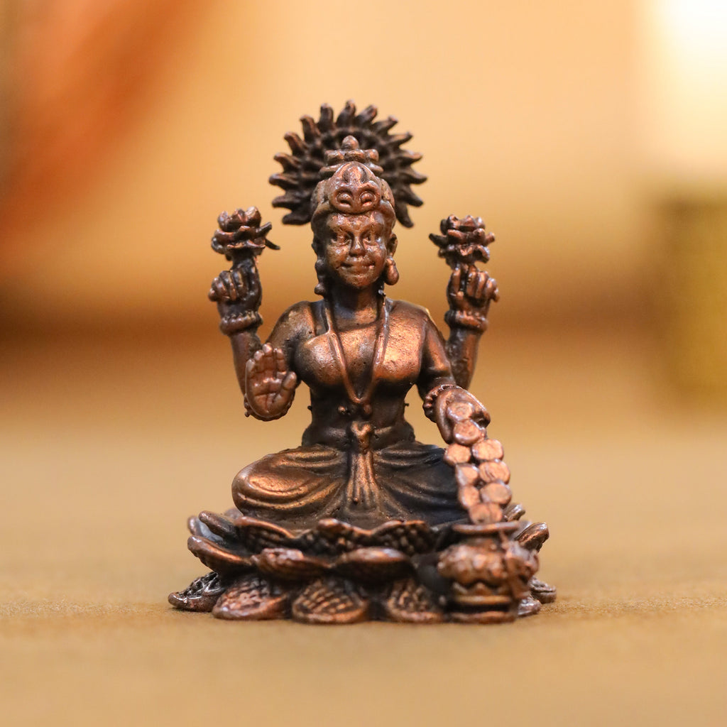 Copper Goddess Sitting Lakshmi Idol (2.2 Inch) Vedansh Craft