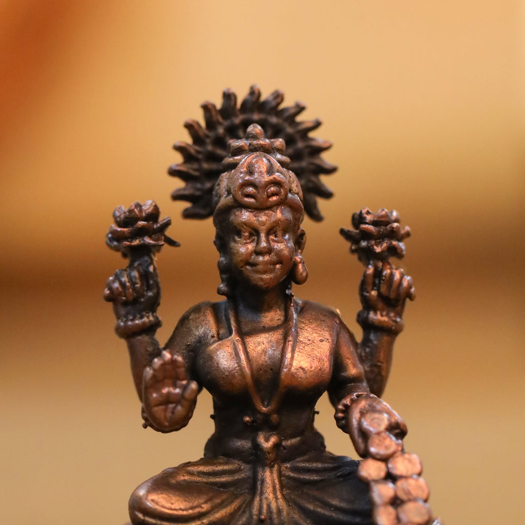 Copper Goddess Sitting Lakshmi Idol (2.2 Inch) Vedansh Craft