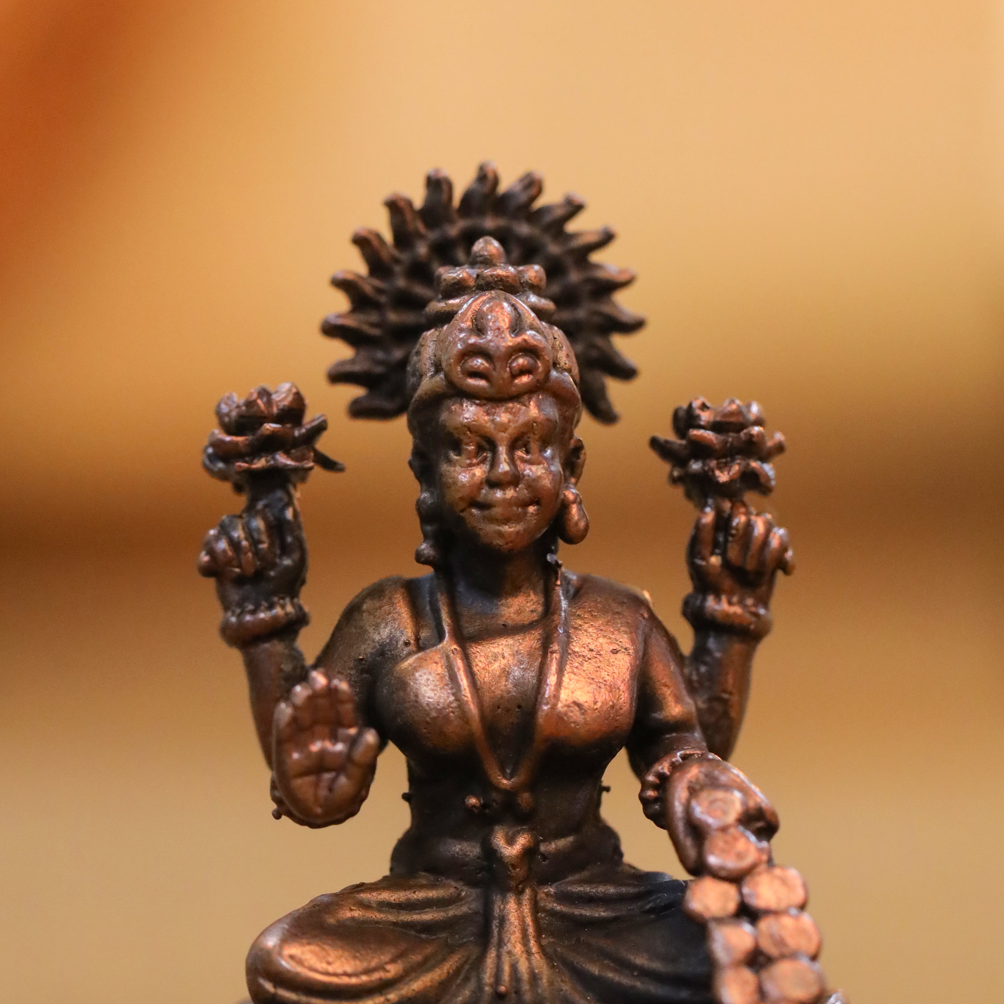 Copper Goddess Sitting Lakshmi Idol (2.2 Inch) Vedansh Craft
