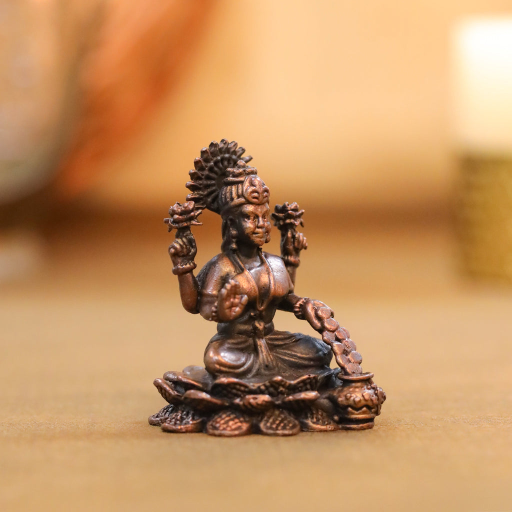 Copper Goddess Sitting Lakshmi Idol (2.2 Inch) Vedansh Craft