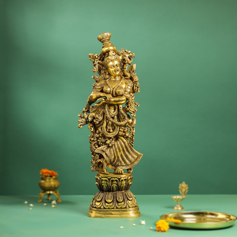 Brass Goddess Standing Radha Statue (30 Inch) Vedansh Craft