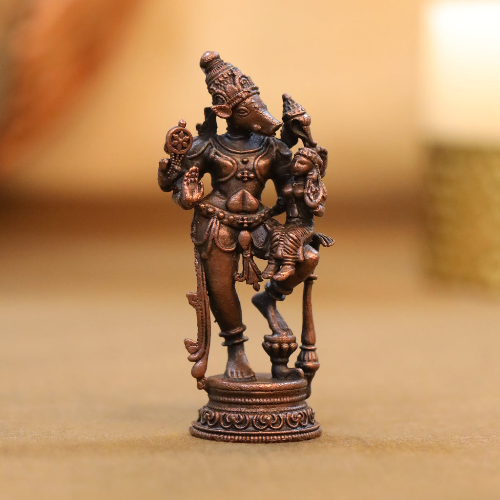 Copper Standing Varaha Lakshmi Idol (3 Inch) Vedansh Craft