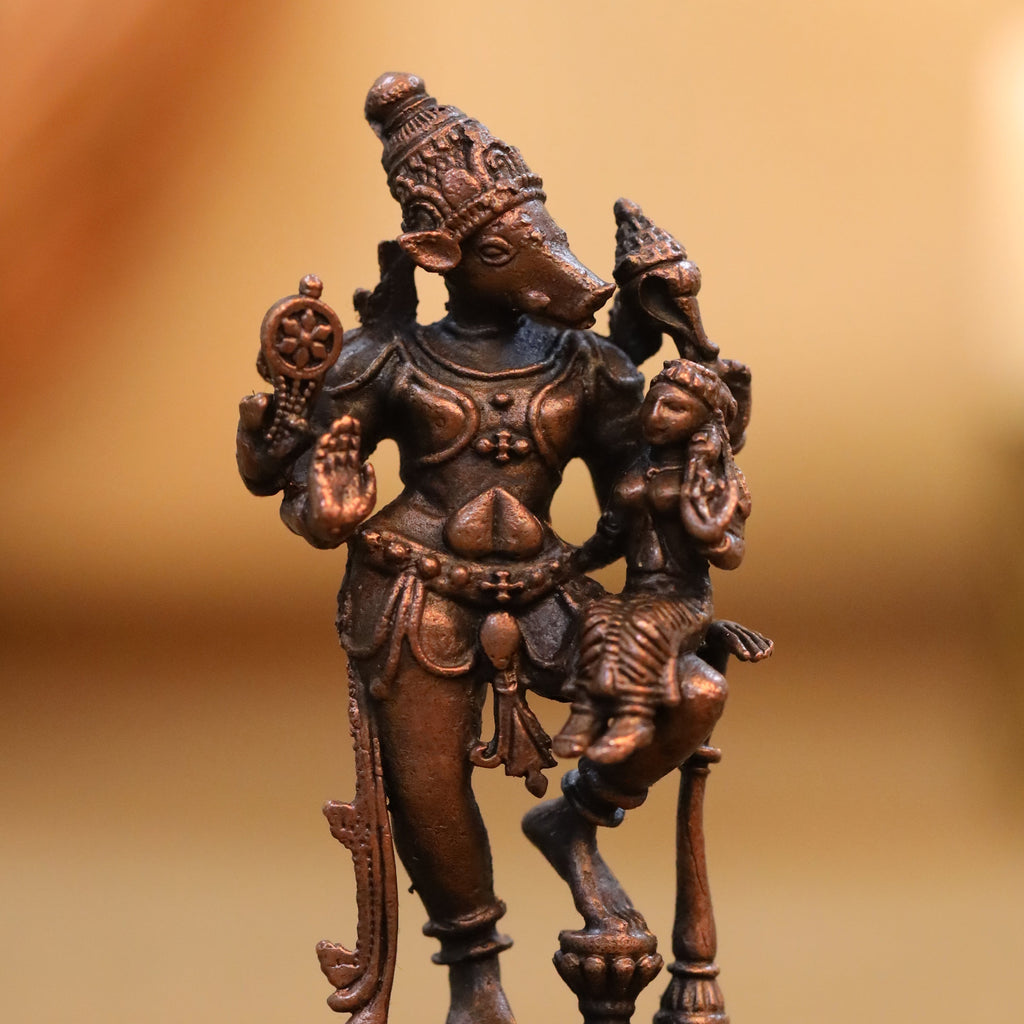 Copper Standing Varaha Lakshmi Idol (3 Inch) Vedansh Craft