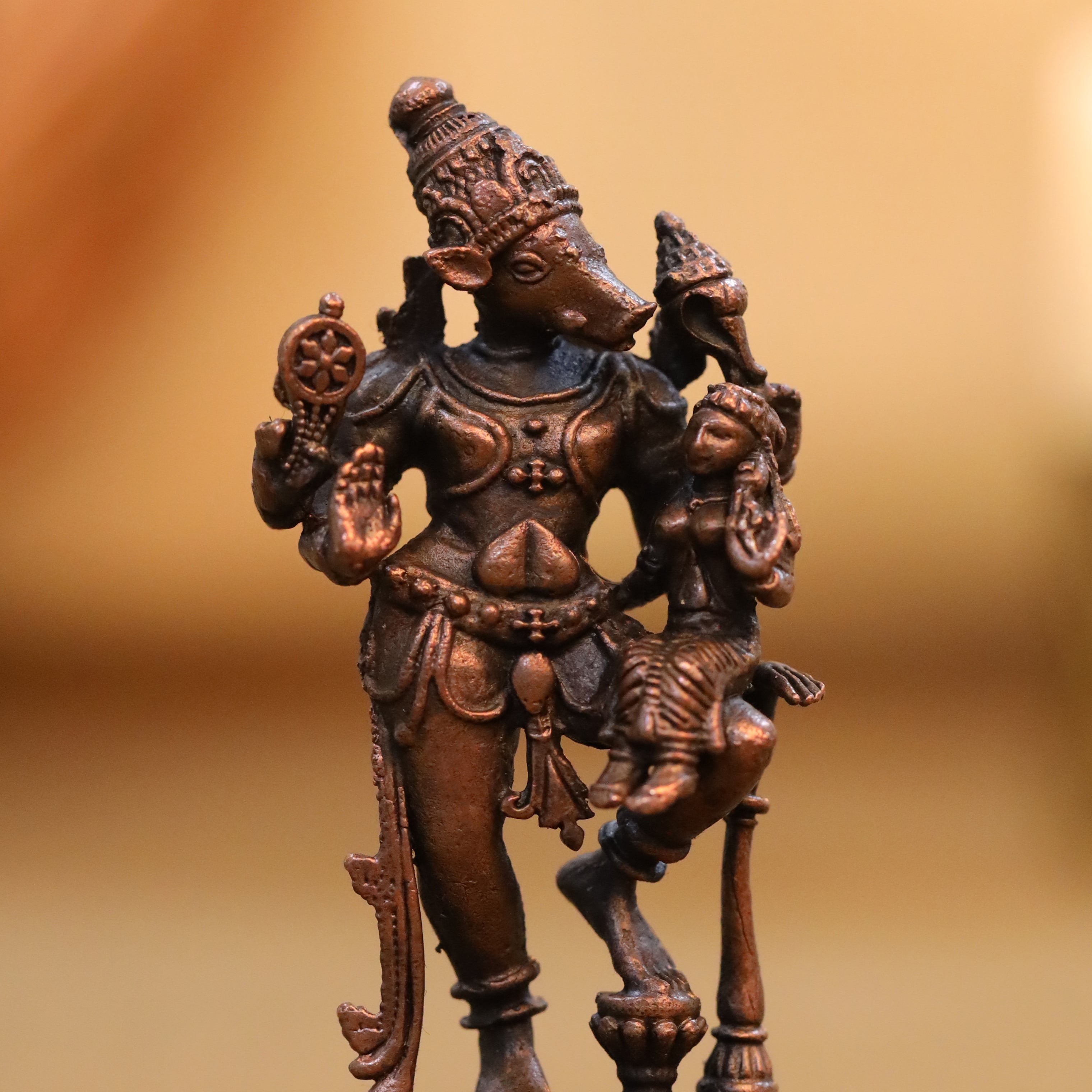 Copper Standing Varaha Lakshmi Idol (3 Inch) Vedansh Craft