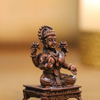 Copper Sitting Ganesha And Lakshmi Idols Set (2.5 Inch) Vedansh Craft
