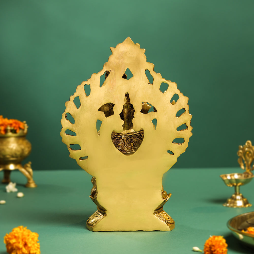 Brass Frame Pagdi Sitting Ganesha Idol (12 Inch) Vedansh Craft