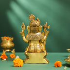 Brass Pagdi Sitting Ganesha On Chowki (10.5 Inch) Vedansh Craft