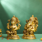 Brass Ashtavinayak Sitting Ganesha And Lakshmi Set Vedansh Craft