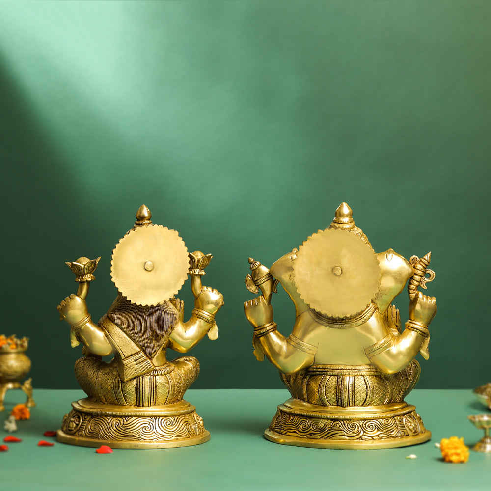 Brass Ashtavinayak Sitting Ganesha And Lakshmi Set Vedansh Craft