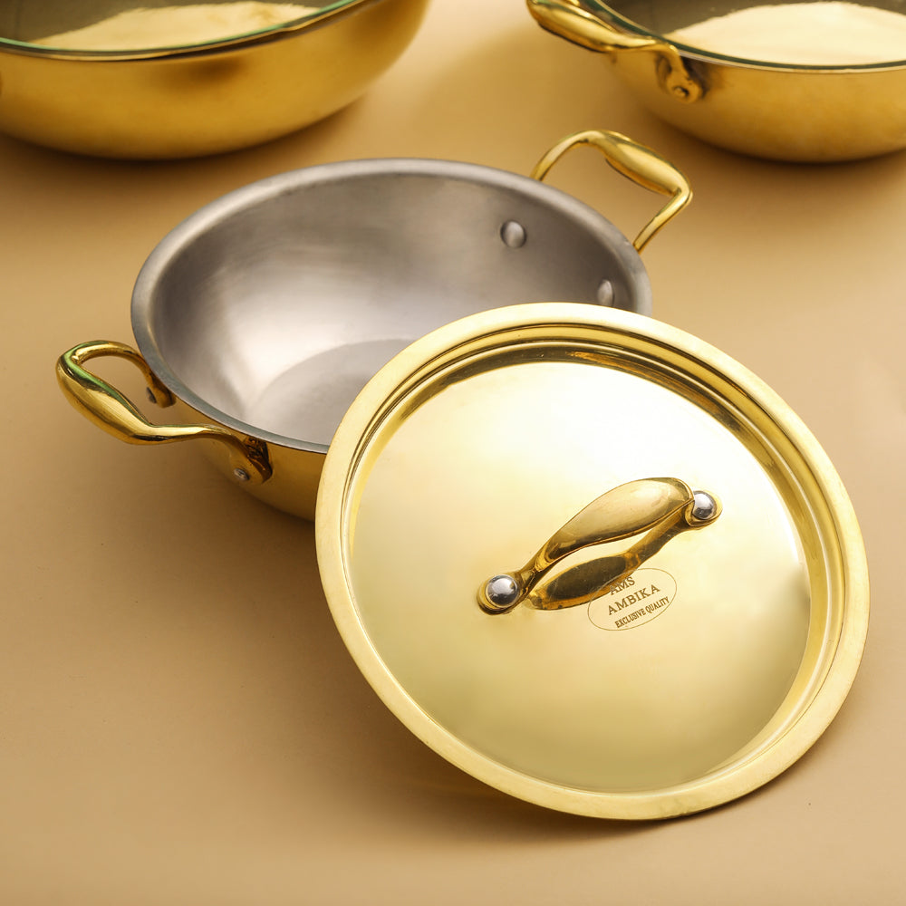 Brass Kadhai With Lid (6 Inch) Vedansh Craft