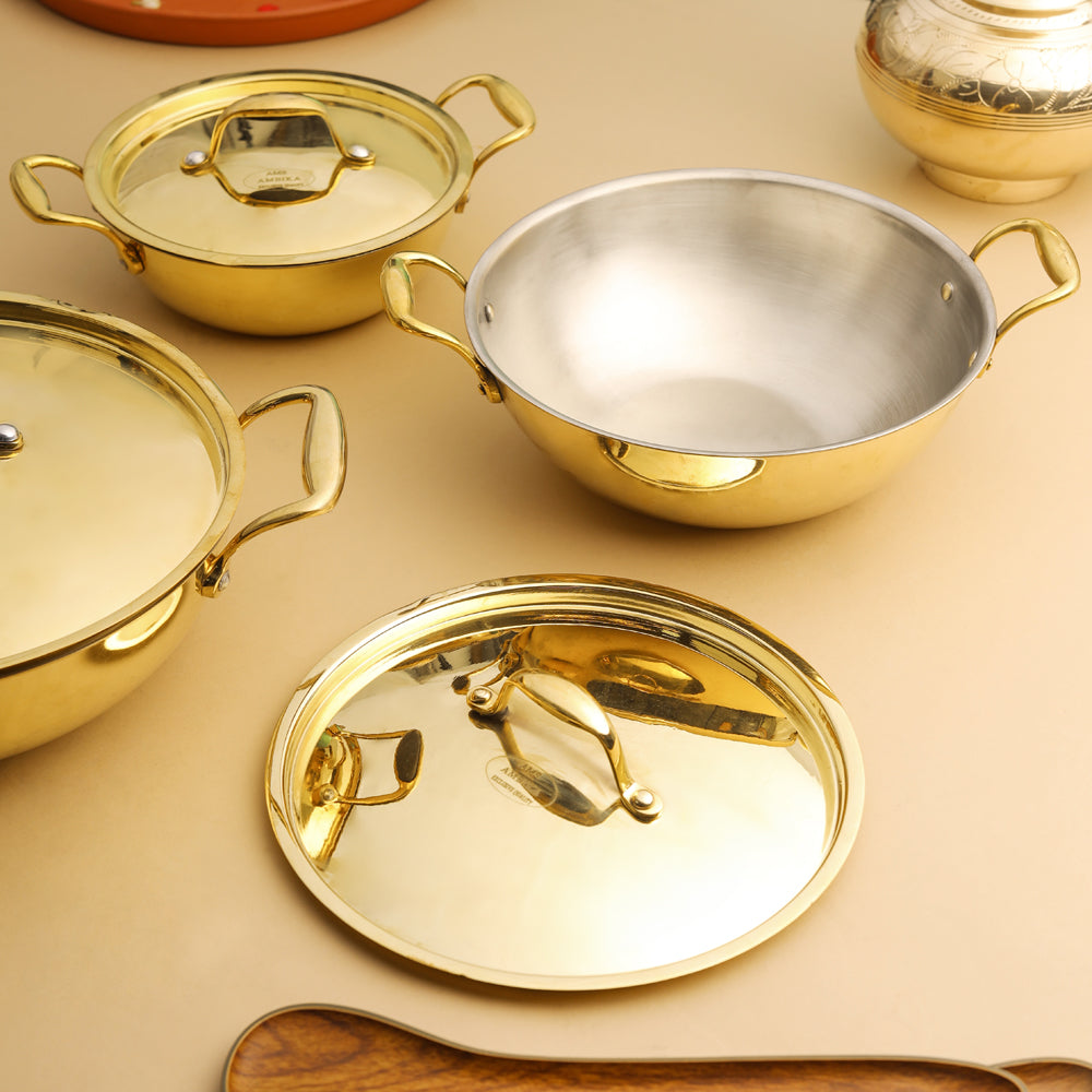 Brass Kadhai With Lid (6 Inch) Vedansh Craft