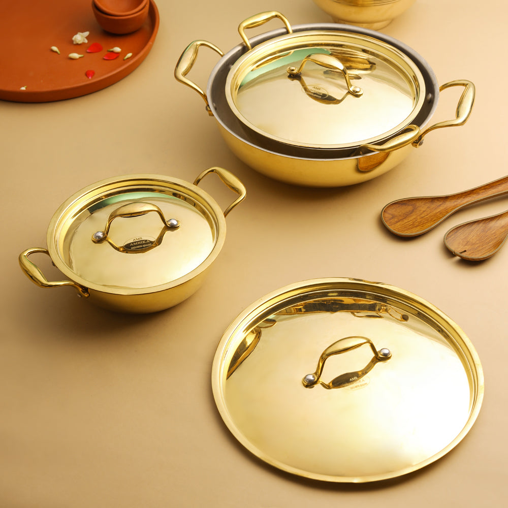 Brass Kadhai With Lid (6 Inch) Vedansh Craft