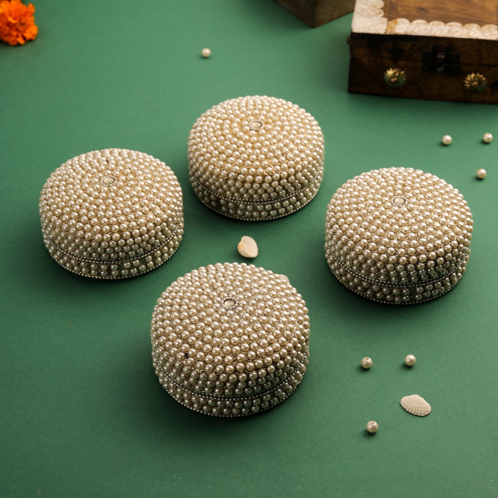 Pearl kumkum Box Set Of Four (2 Inch) Vedansh Craft