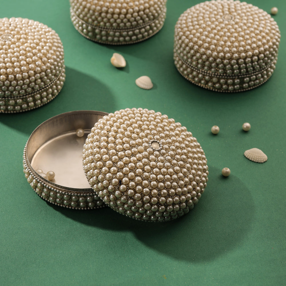 Pearl kumkum Box Set Of Four (2 Inch) Vedansh Craft